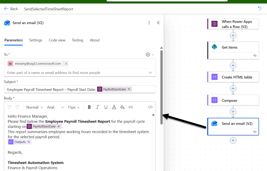 Send SharePoint Data as Table Report from Power Apps using Power Automate
