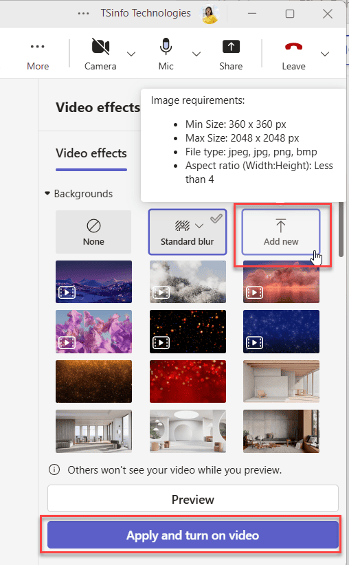 add custom background in Microsoft Teams meeting