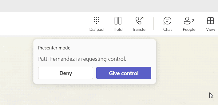 give control in microsoft teams meeting