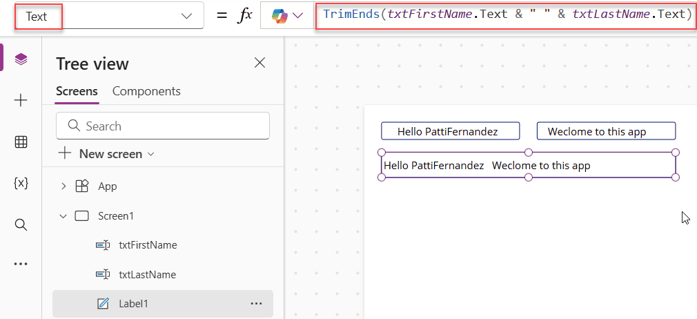 handling blank fields in power apps concatenate function
