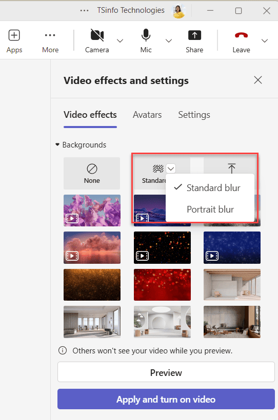 how to make microsoft teams background blur