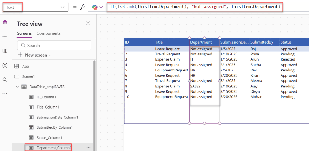 isblank powerapps example