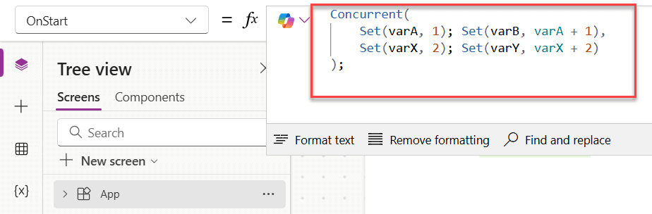 power apps mixing sequential and concurrent logic