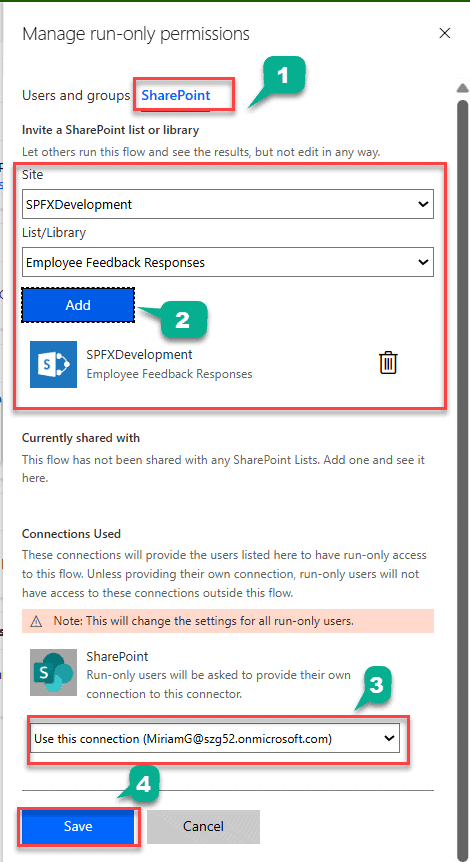 power automate run-only users not visible
