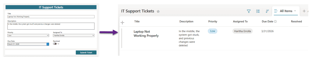 powerapps save data to sharepoint list with form