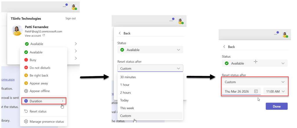 set a active status duration in microsoft teams