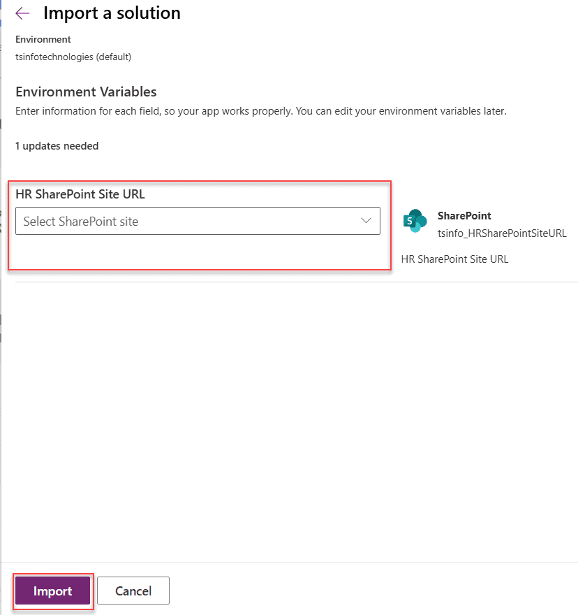 add environment variables in power apps solution