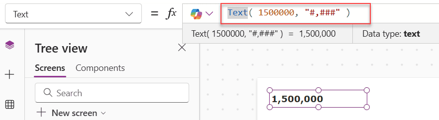 power apps text function