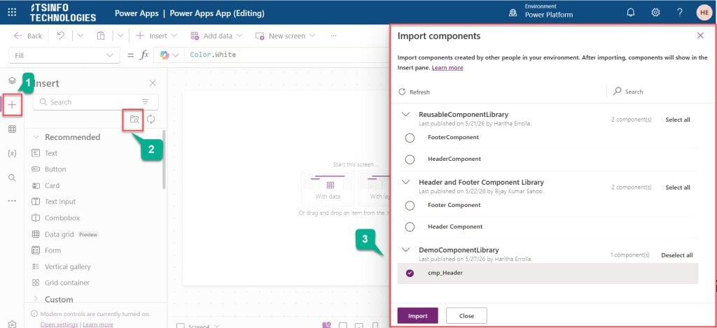 add components from component library in power apps app add components from component library in power apps app
