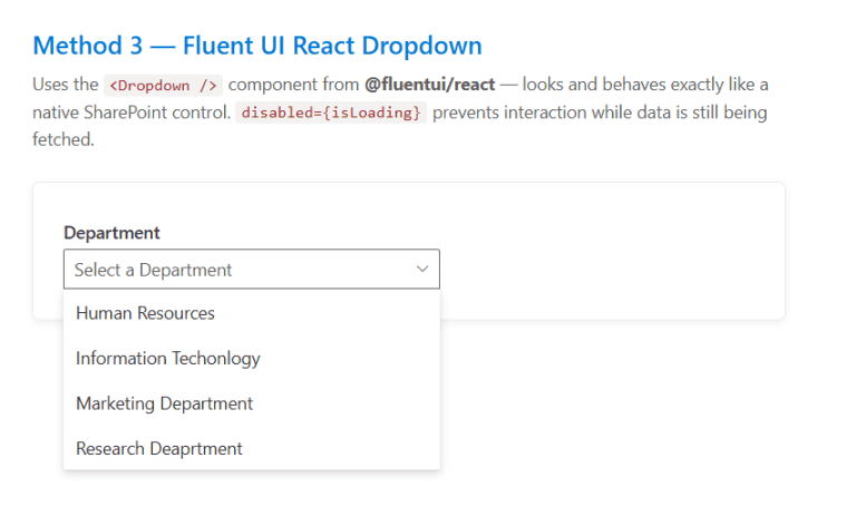 Bind SharePoint List Items to a Dropdown in an SPFx Web Part