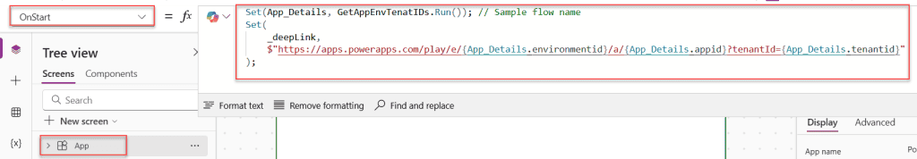 power apps app to display the current app id