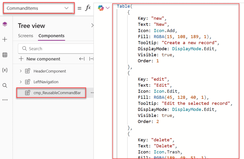 power apps component custom properties
