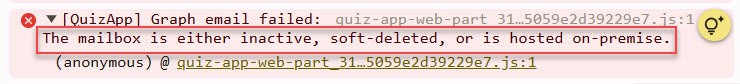 spfx the mailbox is either inactive, soft-deleted, or is hosted on-premise