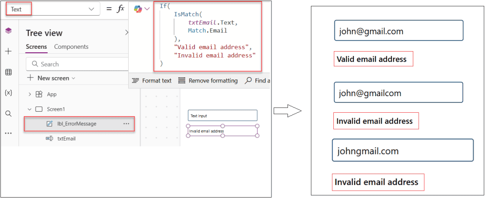 Validate an Email Address with Power Apps IsMatch()