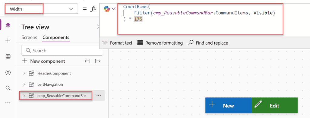 power apps component event property