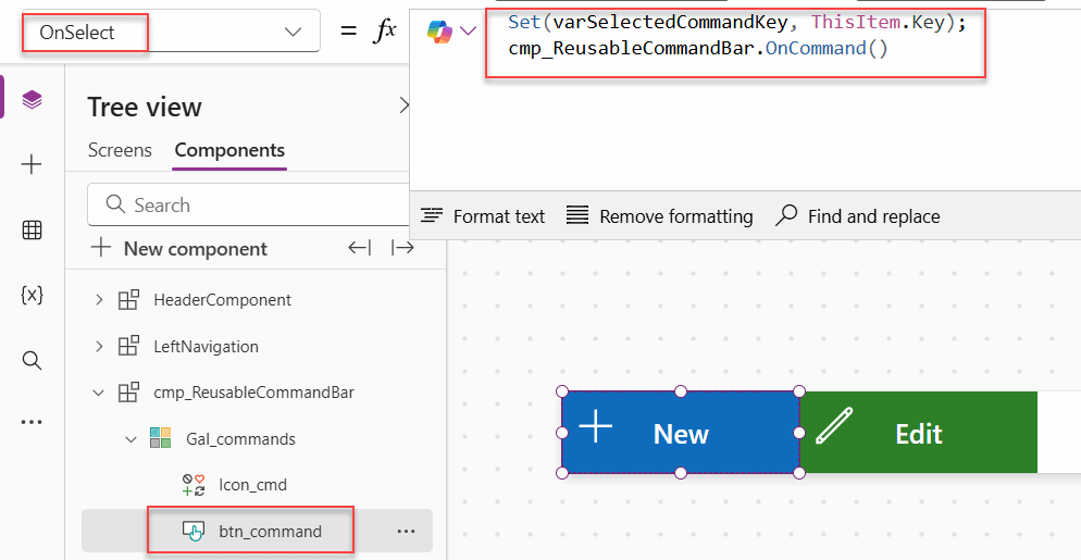 power apps component set custom property value