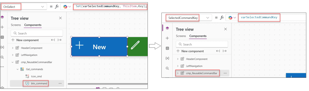 power apps component set output property