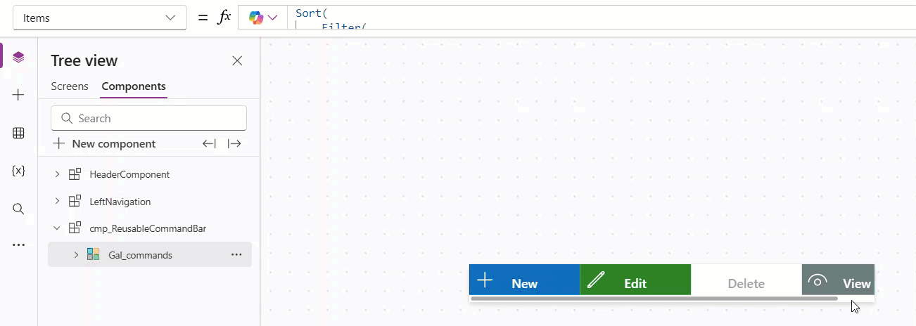 power apps resuable command bar component