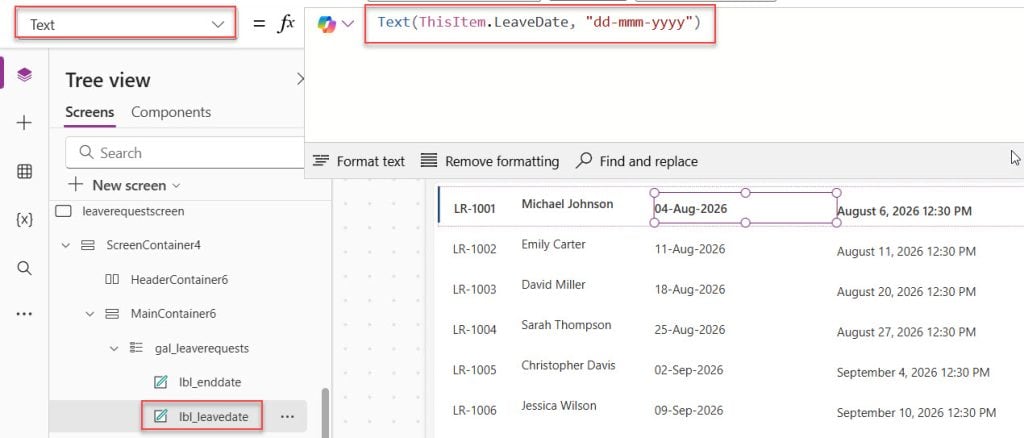 use the text function in a gallery to format date in power apps use the text function in a gallery to format date in power apps